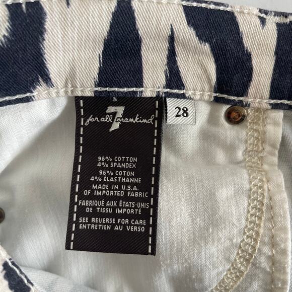 7 For All Mankind The Skinny Jean In Ikat Leopard Print Mid Rise - Size 28 - Picture 6 of 7